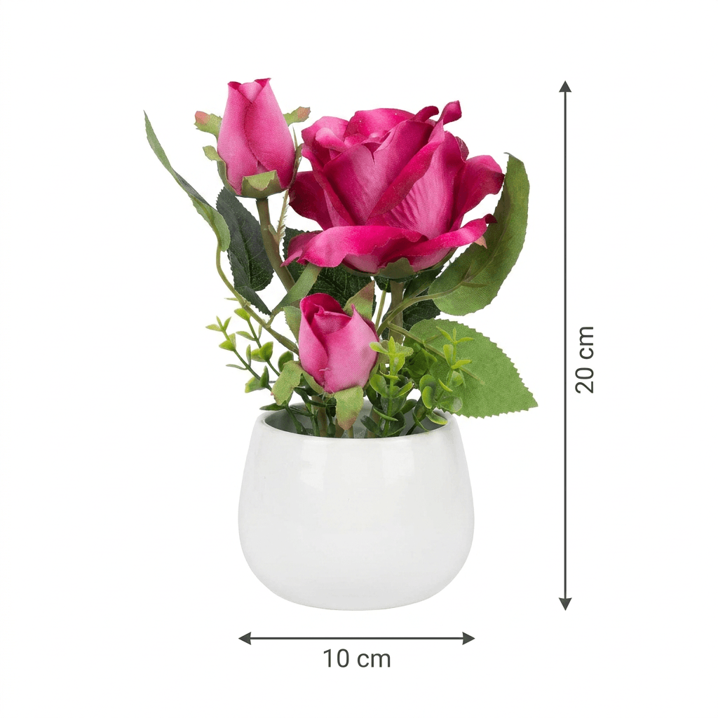 Rosa decorativa con vaso ceramica 3
