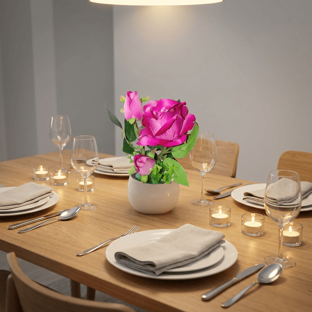Rosa decorativa con vaso ceramica 2