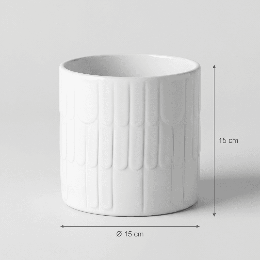 Vaso ceramica effetto piuma 15x15 cm  3